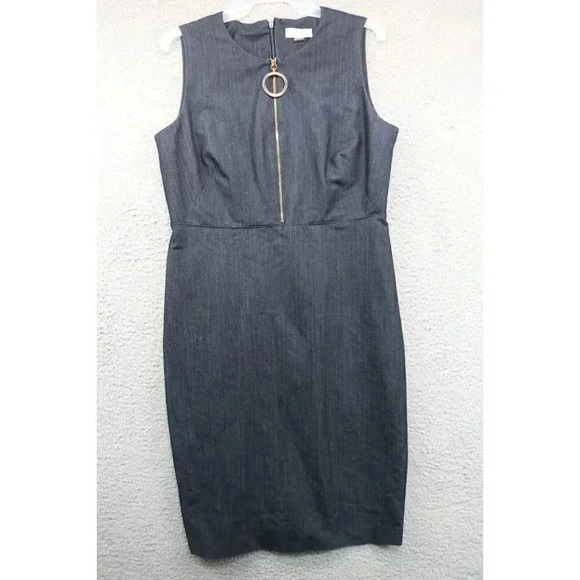 Calvin Klein Women's Blue Sleeveless Sheath Dress-Zip-Size 8 - Picture 1 of 7